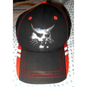 Bobcat Strapback Baseball Cap Black Chrome Silver One Size Adjustable Emb